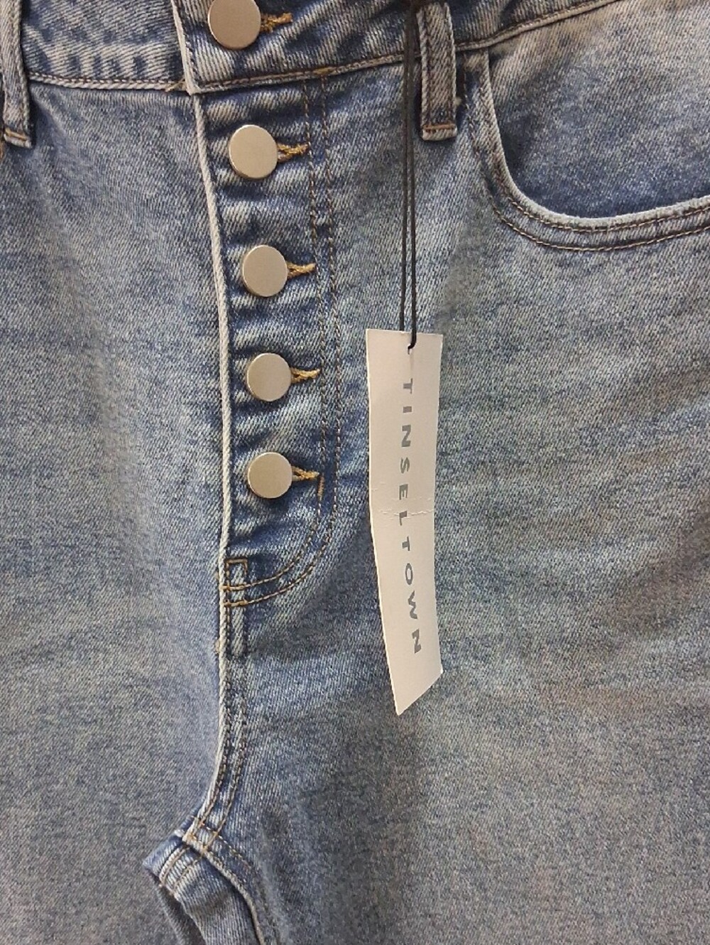 Women Rue21 Light Blue High-Rise Button-Fly Flare Jeans Size 15 - Picture 9 of 9